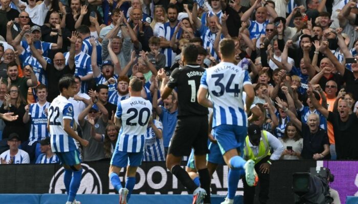 Hasil Brighton vs Man City: Gol Telat Gruda Bawa Seagulls Menang 2-1