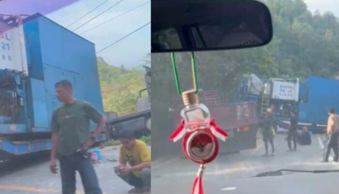 Truk Trailer Terguling di Gunung Hantu, Samarinda-Bontang Macet Parah