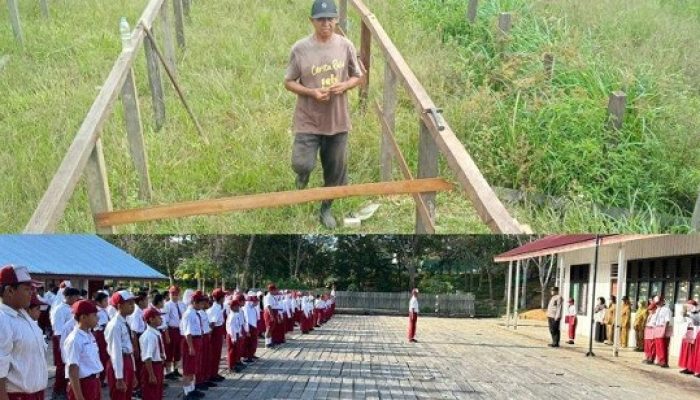 Aksi Mulia Polisi di Kubar, Bikin Lapangan Demi Anak Sekolah