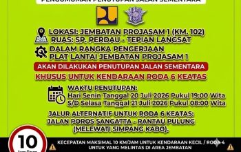 BBPJN Kaltim Perbaiki Lantai Jembatan Projasam 1, Kendaraan Sumbu Enam ke Atas Dialihkan Sementara